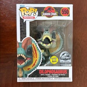 NWT Collectable Funko Pop Movies Jurassic Park Dilophosaurus GITD Figure#550
